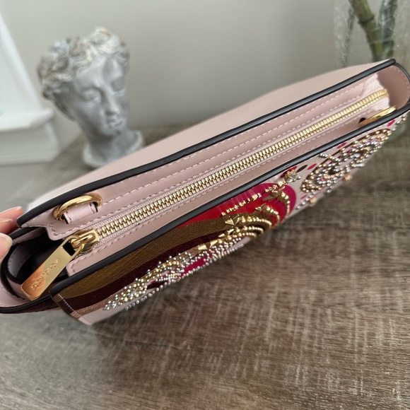 NWT Michael Kors Selma Studded Medium Leather Crossbody in Soft Pink - Picture 5 of 11